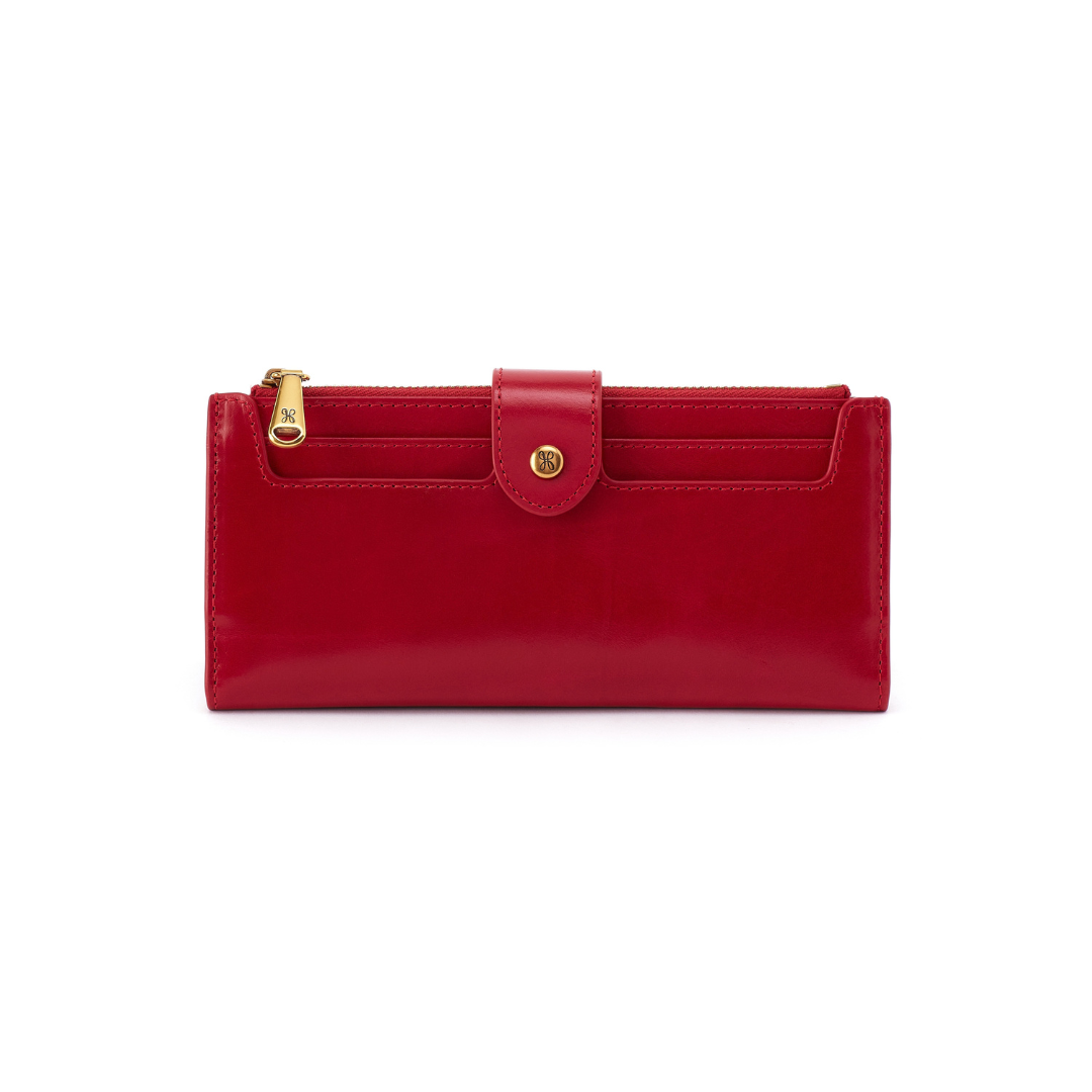 Hobo Dunn Leather Continental Wallet True Red front view
