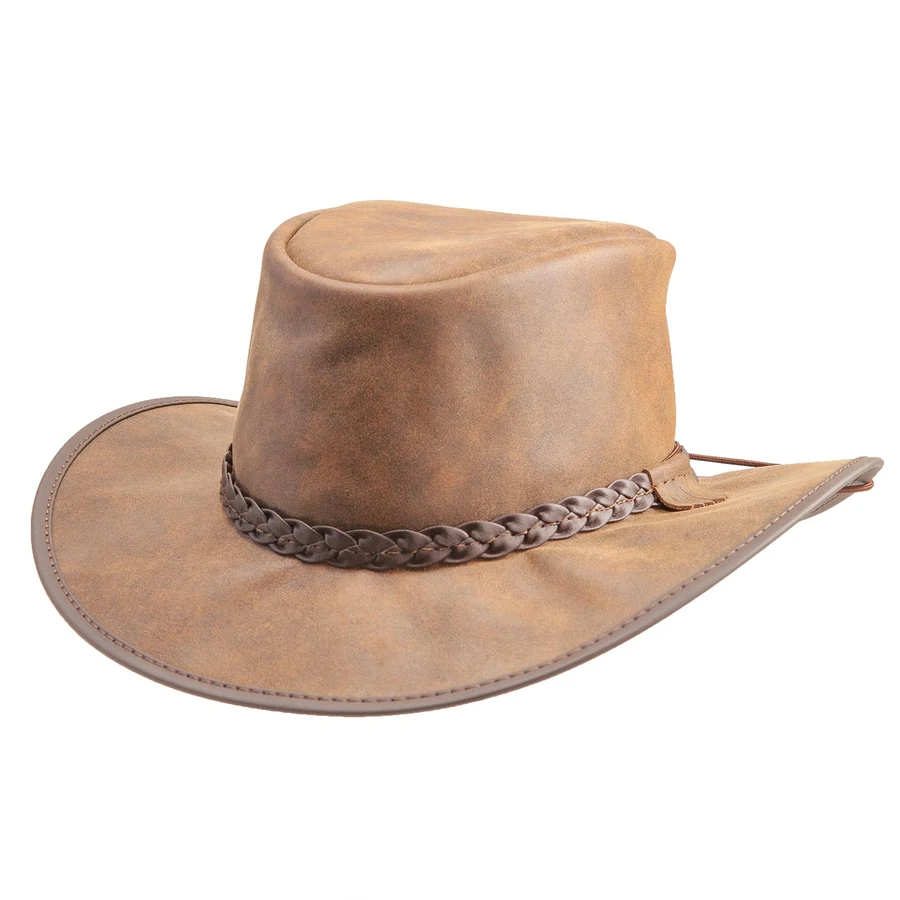 American Hat Makers of California The Crusher Outback Bomber Brown Front View