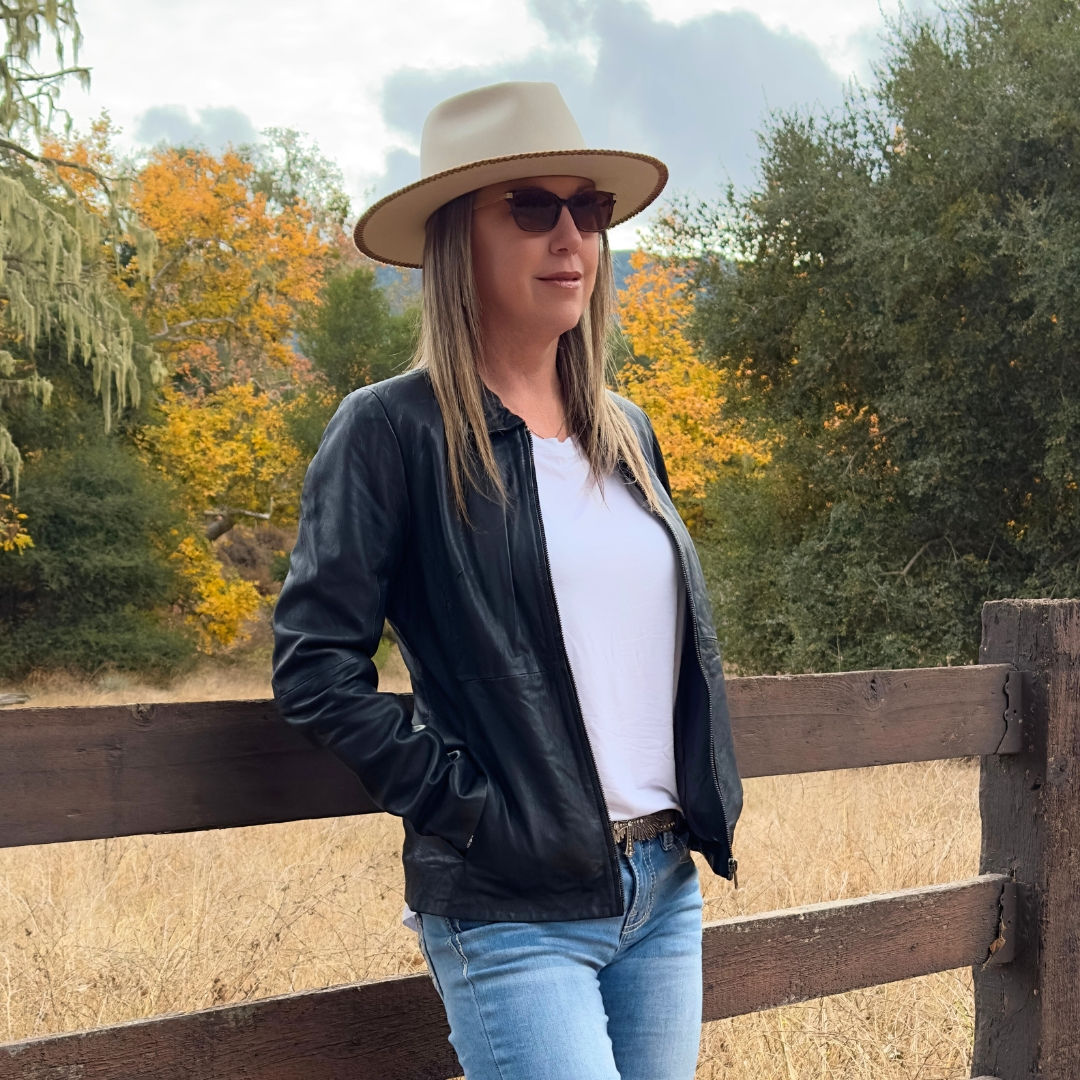 Mauritius Leather Kelley Jacket in Black front on model