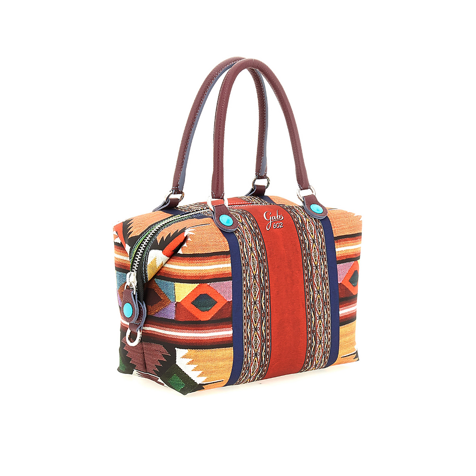 Thumbnail: Gabs-Italy Medium Peru in Nylon Print side profile as a Boston Bag