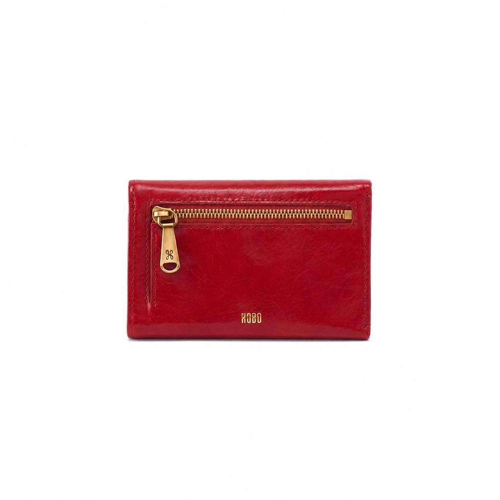 Thumbnail: Hobo Jill Leather Trifold Wallet in True Red back view