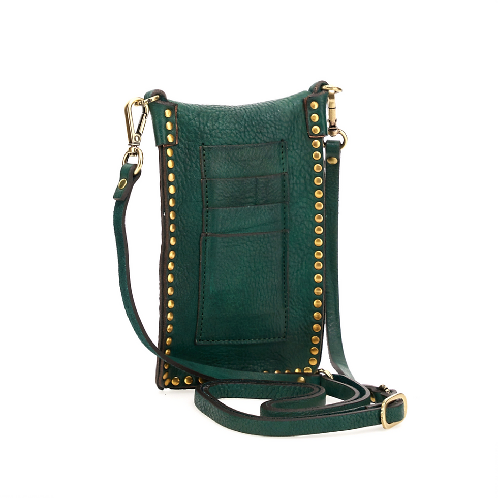 Campomaggi Phone Case with Studs in Bottle Green  back