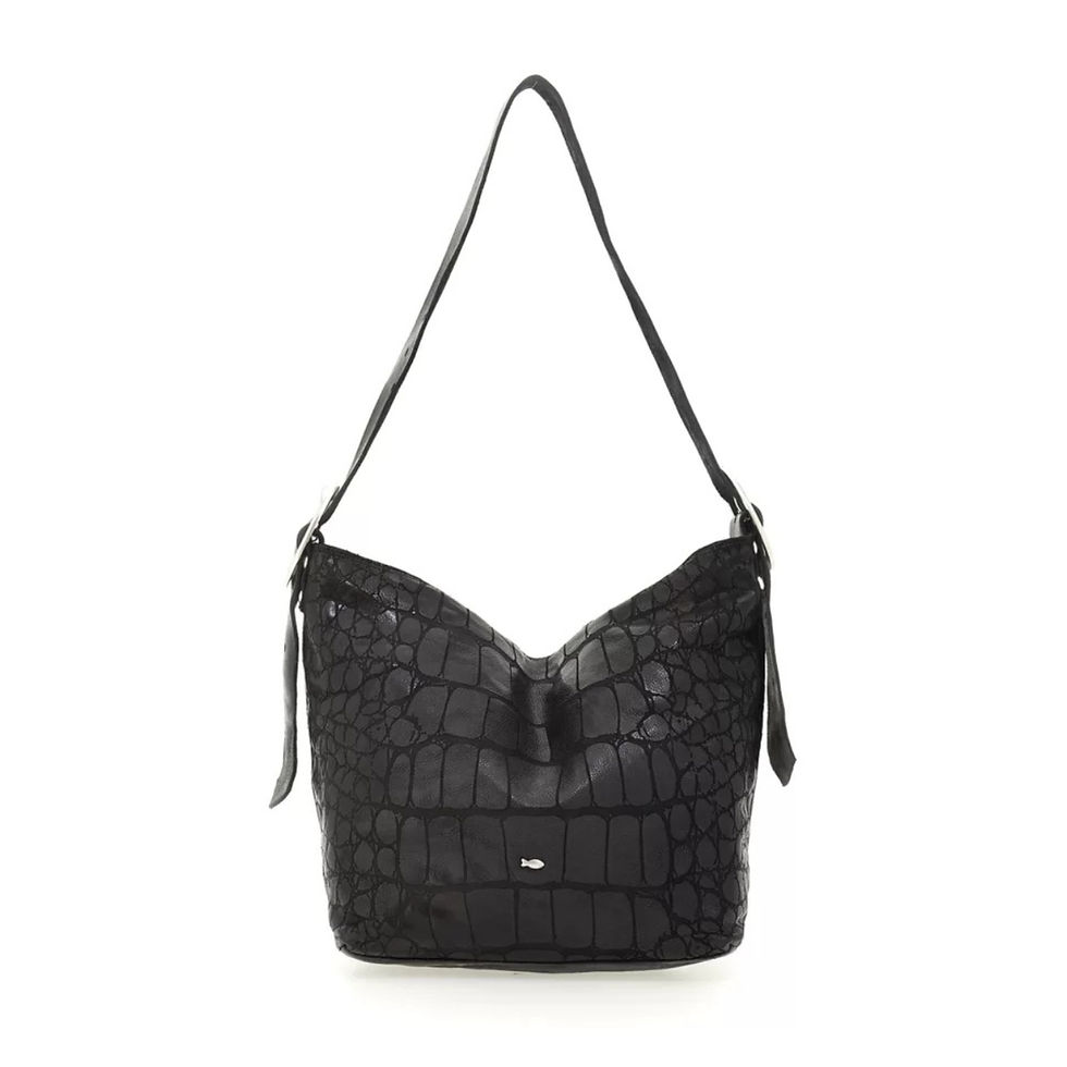Campomaggi-Italy Shoulder Bag with Laser Embossed Croc front