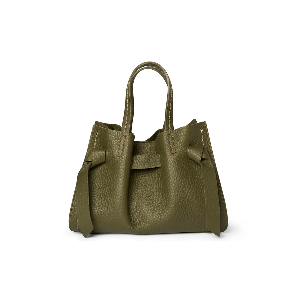 Visoan Vittoria Small Leather Handbag in Muschio front