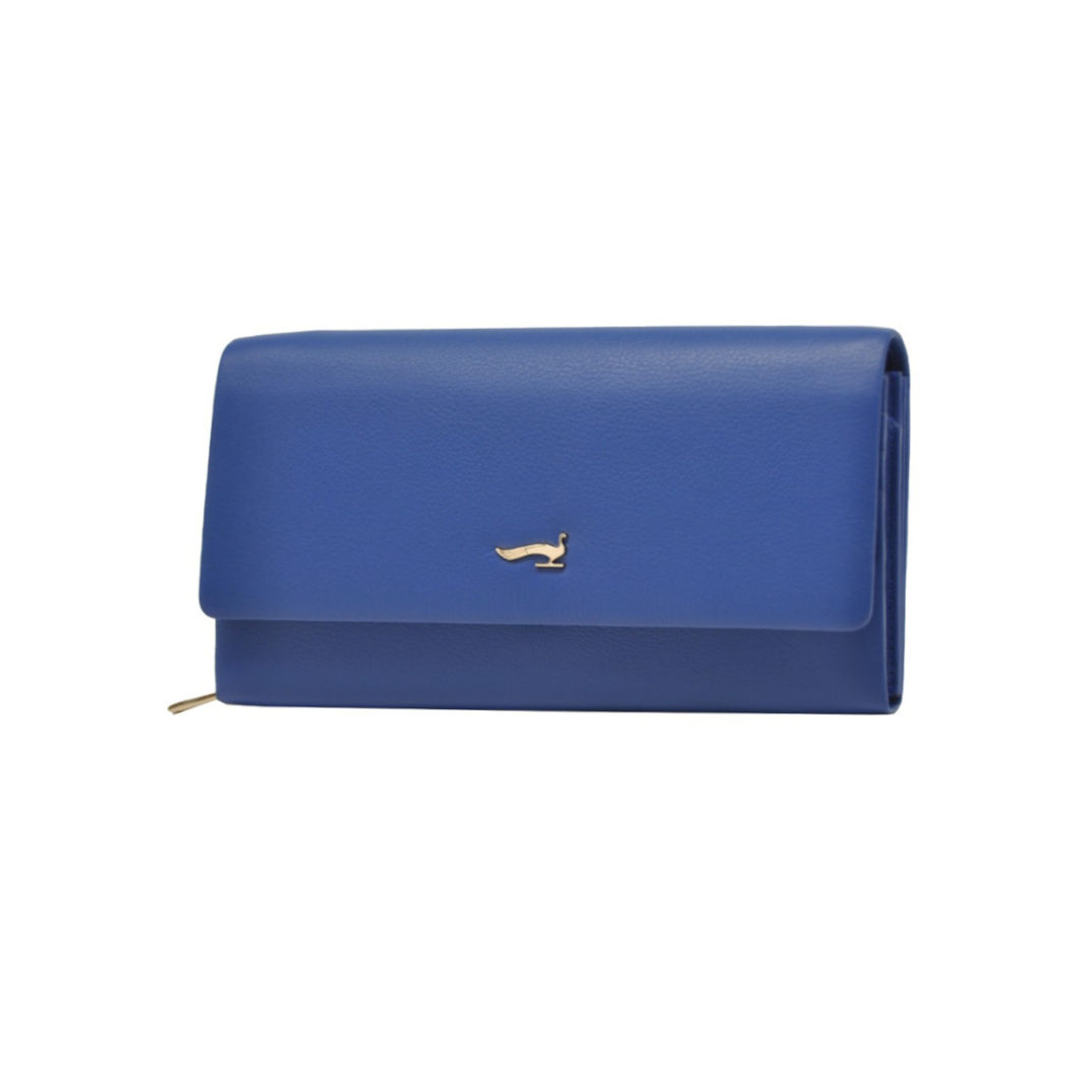 Marta Ponti-Portugal Silky Double Gusseted Long Wallet in Blue front