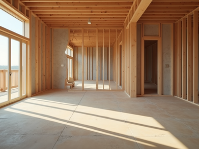     A partially constructed room addition showcasing the foundation and framework.