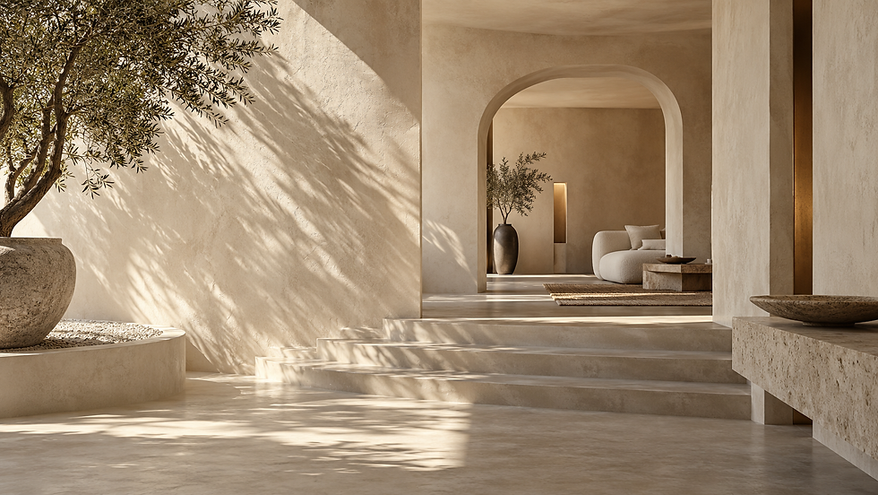 Intérieur aux tons naturels avec surfaces en béton ciré – William Héritage, artisan en Vendée