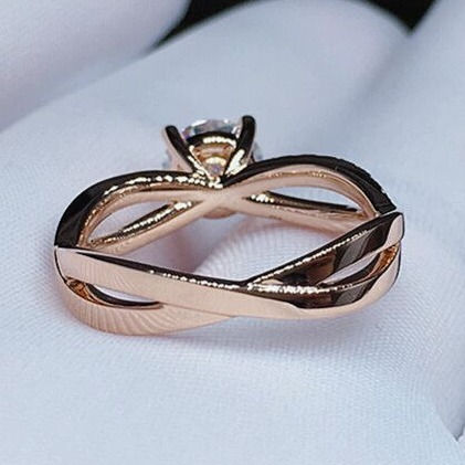 Miniatura: Anillo Oro Compromiso Moissanita Redonda de 1.00ct.