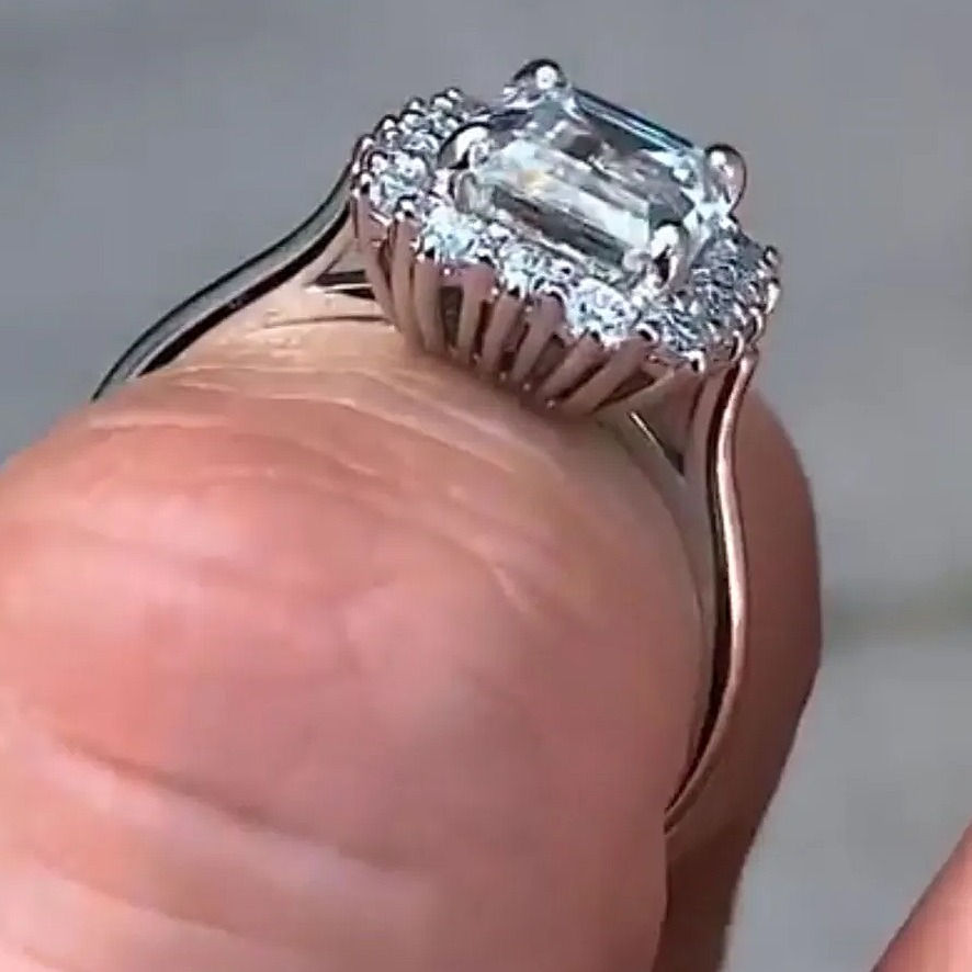 Miniatura: Anillo Oro Compromiso Moissanita Emerald de 1.00ct.