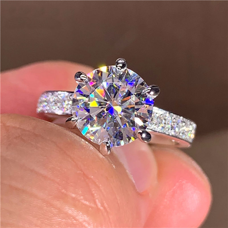 Miniatura: Anillo Oro Compromiso Moissanita Redonda de 1.00ct.