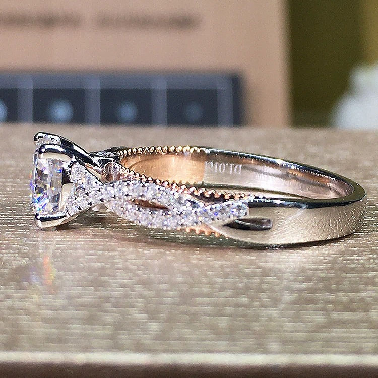 Miniatura: Anillo Oro Compromiso Vintage Moissanita Redonda de 1.00ct.