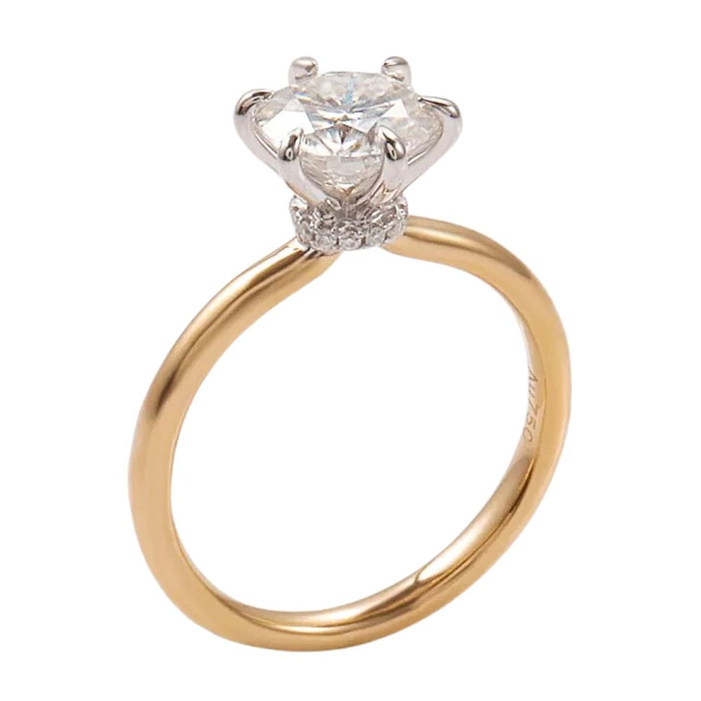 Anillo Compromiso Oro Amarillo/Blanco 14k Moissanita 1.00ct.