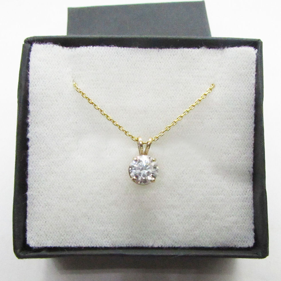 Miniatura: Dije Oro 14k Moissanita 1ct (6.5mm) Certificada
