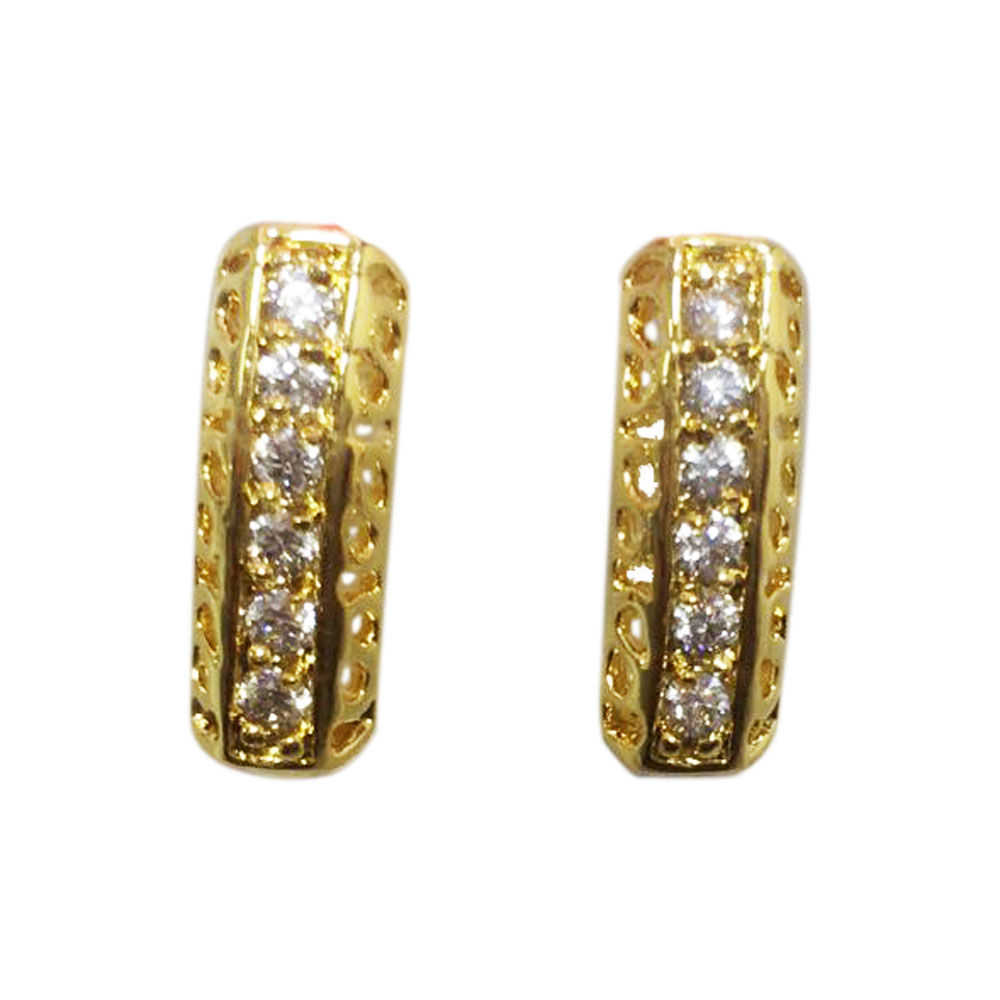Aretes Barra Zirconias Chapa De Oro