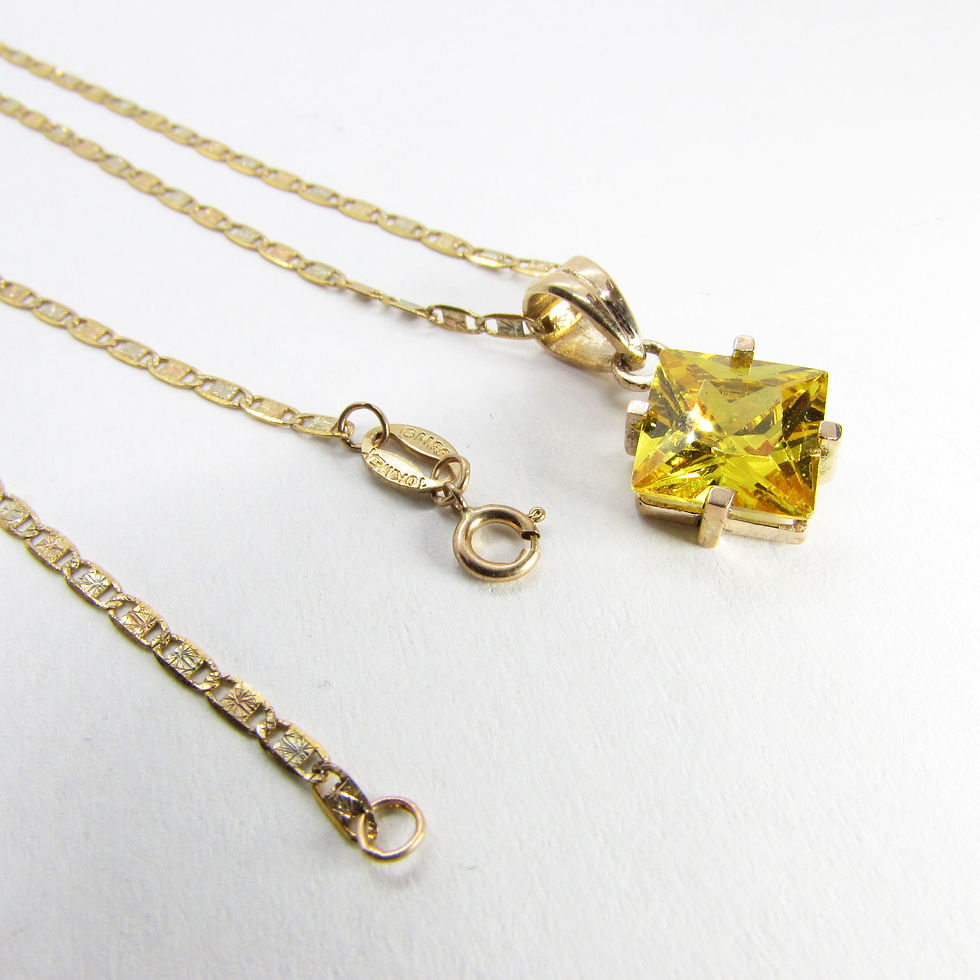 Miniatura: Dije Oro 10k Piedra Sintética Cuadrada Canario 8x8mm