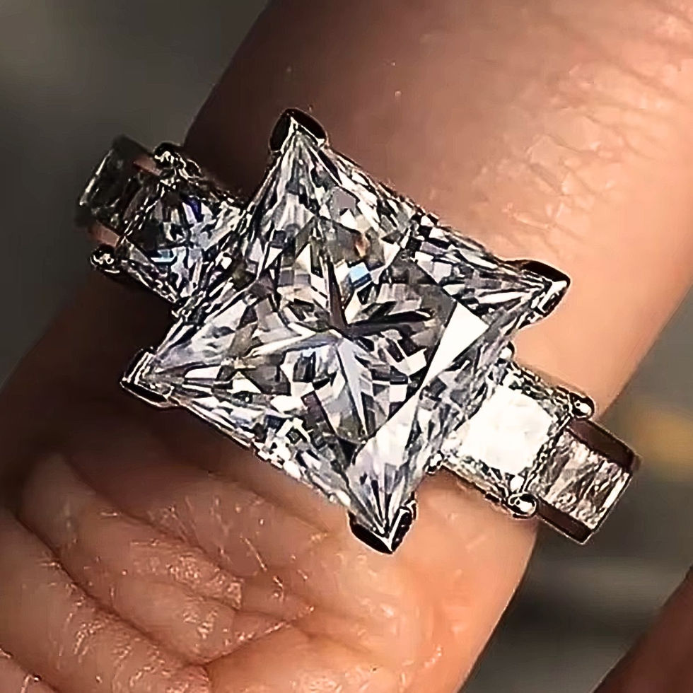 Miniatura: Anillo Oro Compromiso Moissanita Princess de 1.00ct.