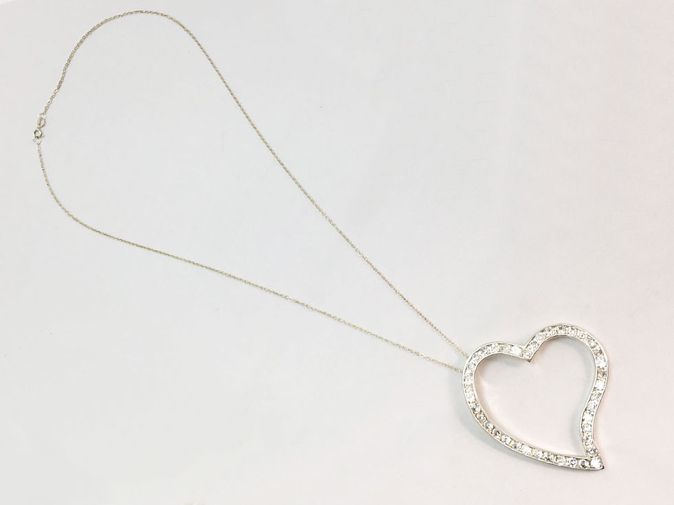 Miniatura: Cadena Y Dije Plata 925 Corazón Grande Y Zirconias