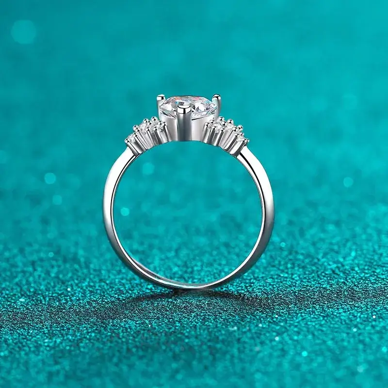 Miniatura: Anillo Plata 925 Compromiso Moissanita Corazón 1.00ct