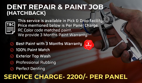Car service, dent repair and painting job, accidental repairs for hatchback category 