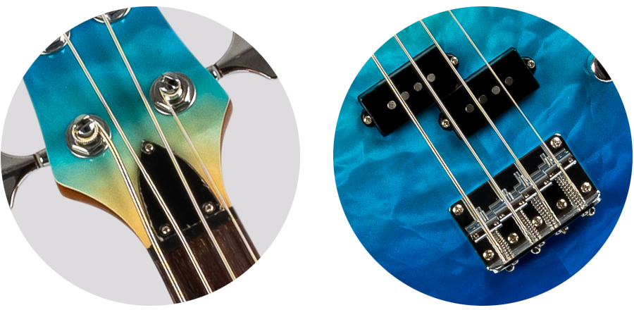 Thumbnail: FLIGHT MINI BASS UKULELE SOLID BODY TRANSPARENT BLUE