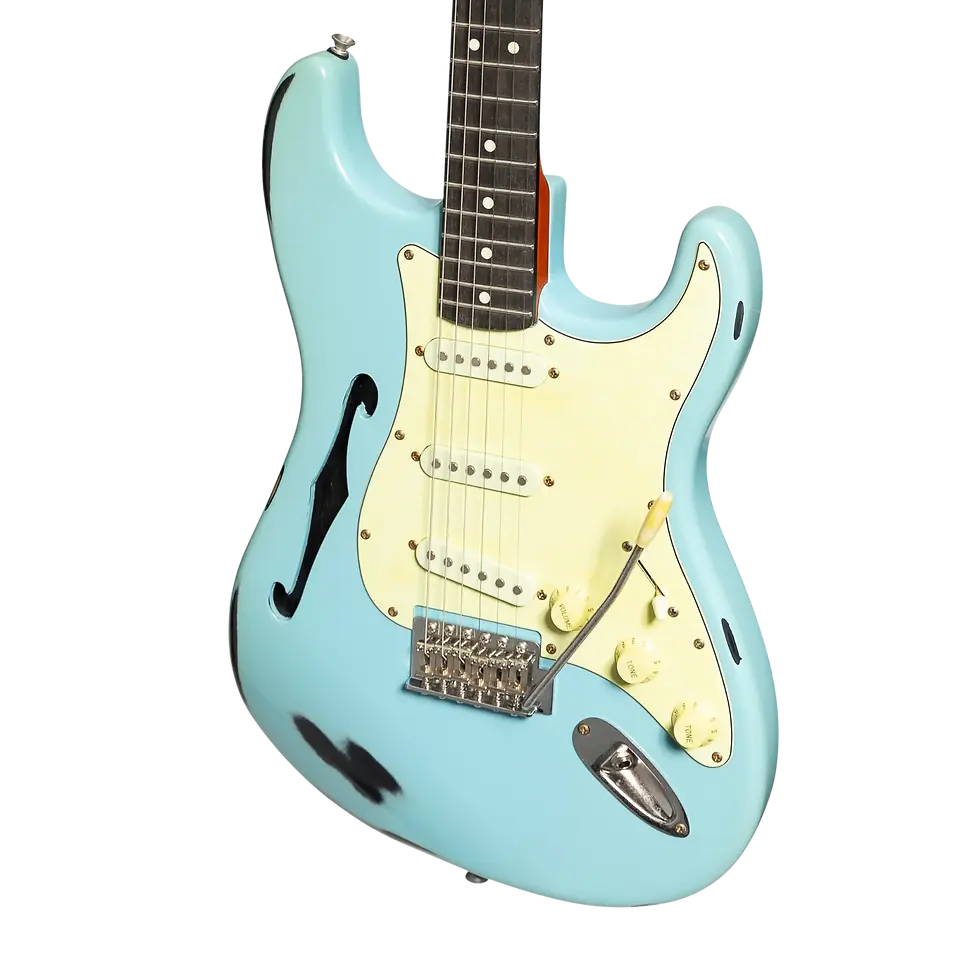 Thumbnail: J&D 'LEGACY SERIES' ST-STYLE THINLINE 'RELIC' ELECTRIC GUITAR BLUE