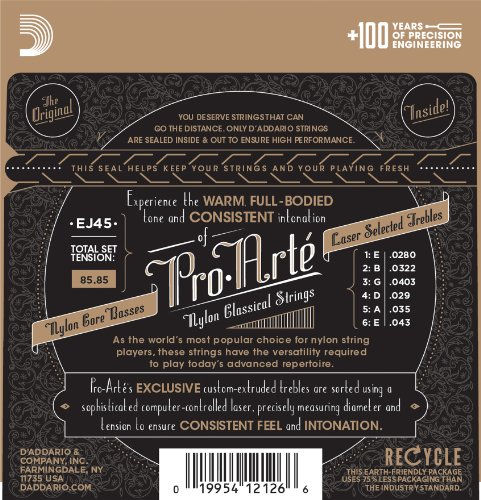 Thumbnail: D'ADDARIO EJ45 PRO-ARTE NYLON NORMAL TENSION CLASSIC GUITAR STRINGS