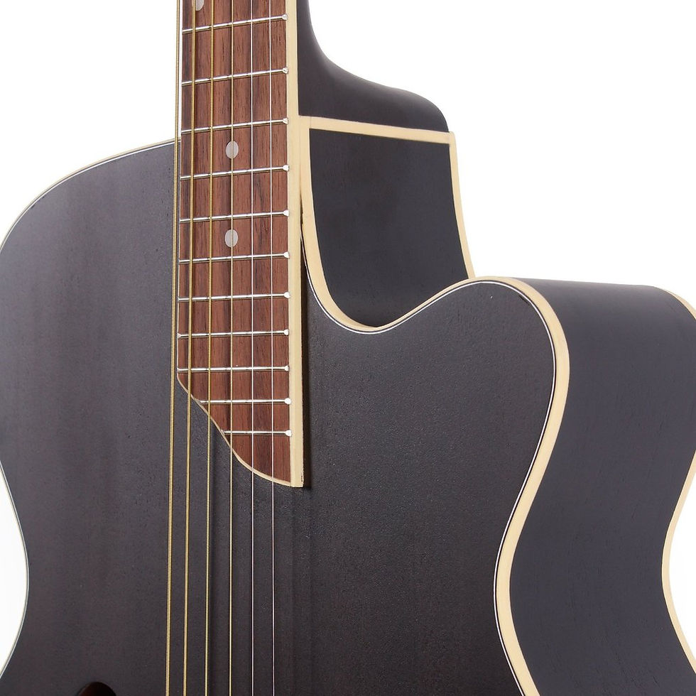 Thumbnail: MARTINEZ JAZZ HYBRID ACOUST-ELECT SMALL BODY GUITAR WITH CUTAWAY TRANS BLACK