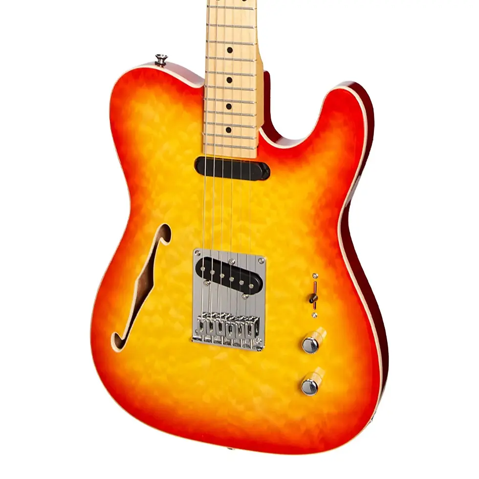 Thumbnail: J&D LUTHIERS FLAME MAPLE THINLINE TE-STYLE ELECTRIC GUITAR CHERRY SUNBURST