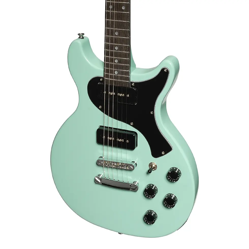 Thumbnail: J&D LUTHIERS LP DOUBLE CUT JUNIOR P-90 ELECTRIC GUITAR BLUE