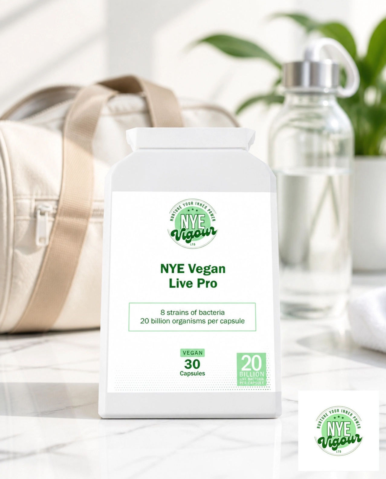 NYE Vegan Live Pro - High-Quality Vegan Capsule with 8 Strains of Bacteria