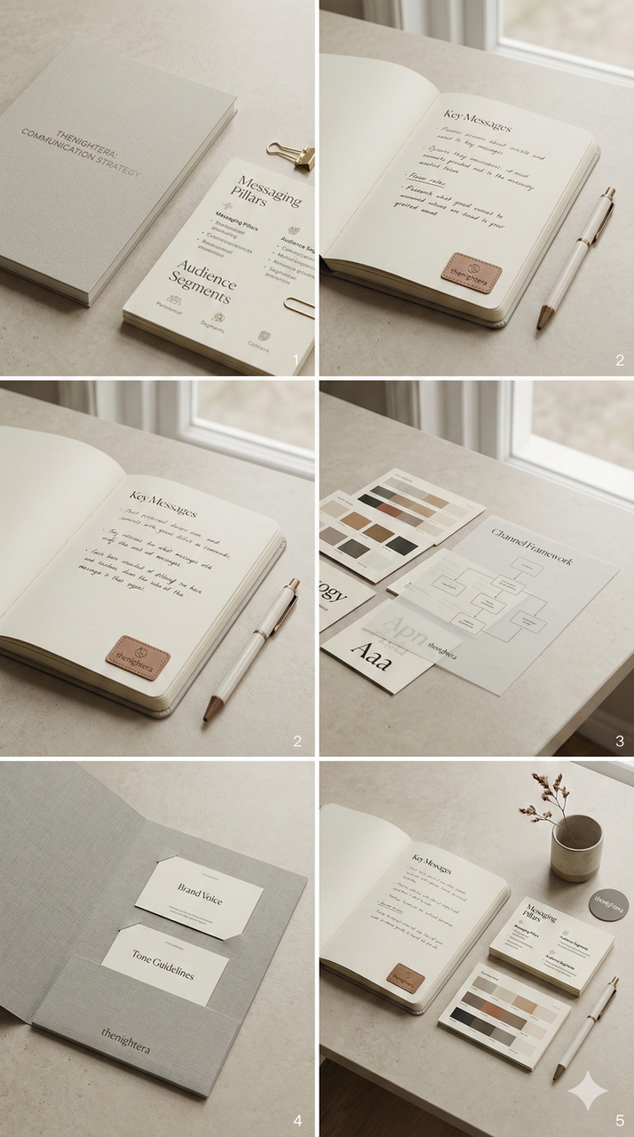 Premium creative team reviewing website wireframes and UI layouts on a high-end monitor for thenightera.