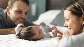 Parents with a newborn baby