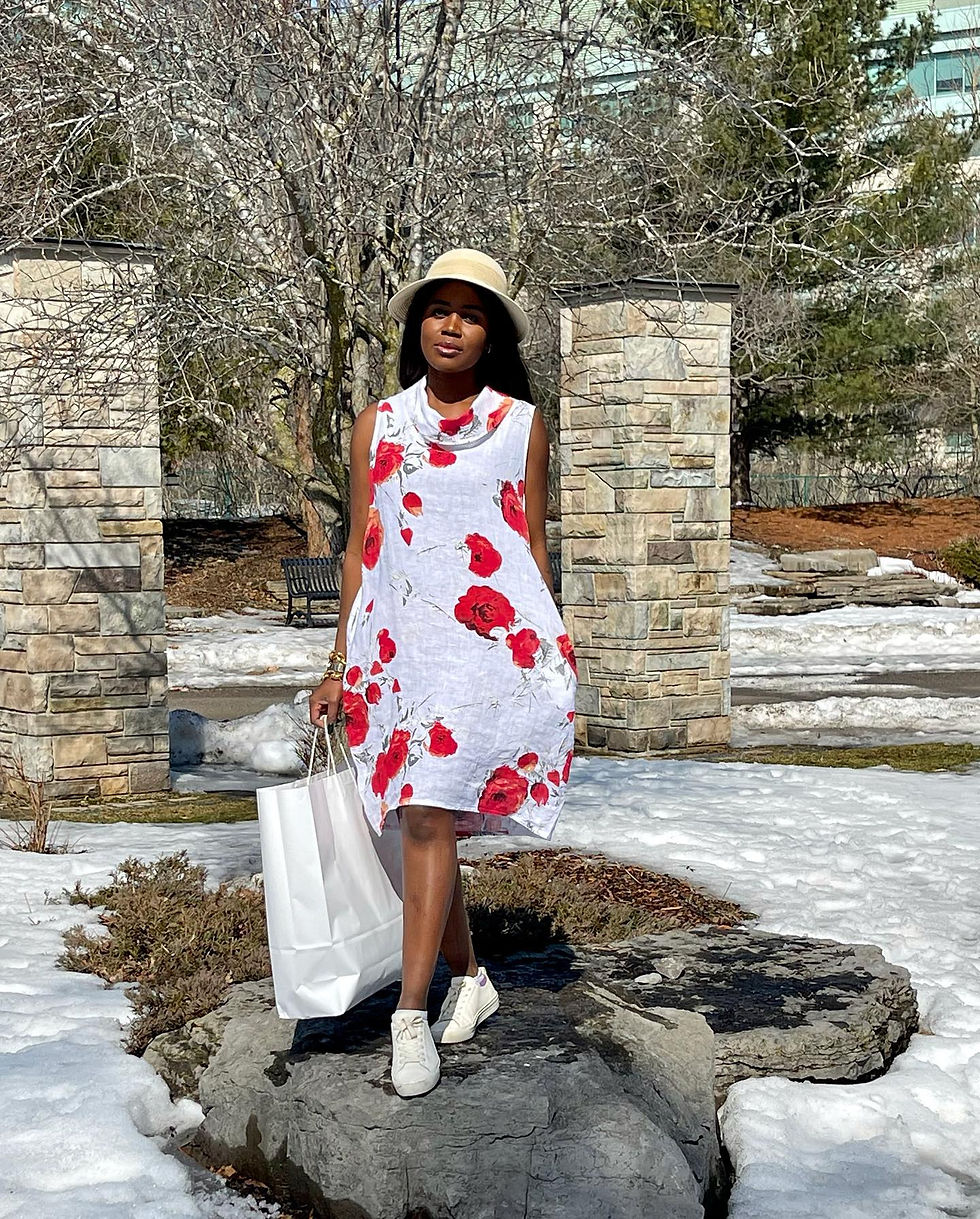 Thumbnail: Cowl Neck Floral Print Tank Dress