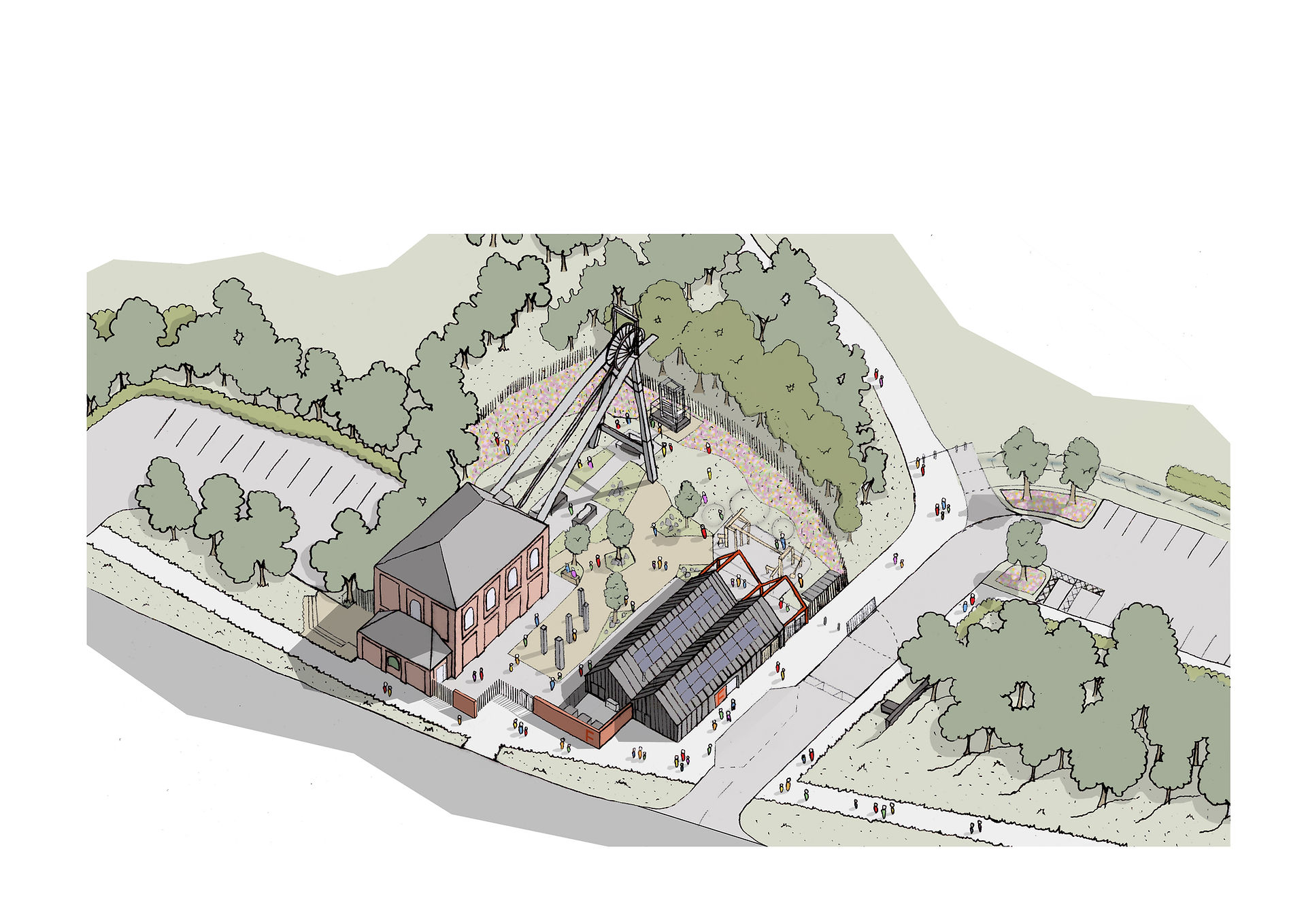 Birds eye view of the new Washington F Pit Winding House visitors centre