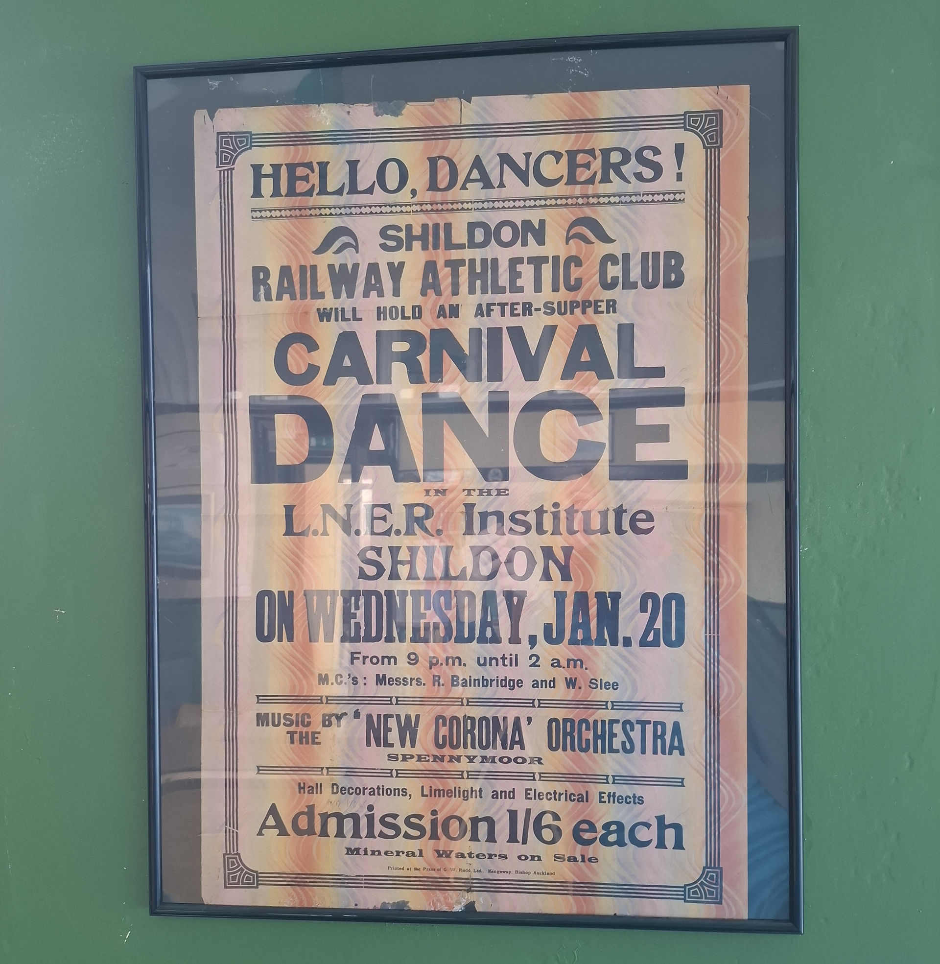 A historic poster advertising a dance at the institute