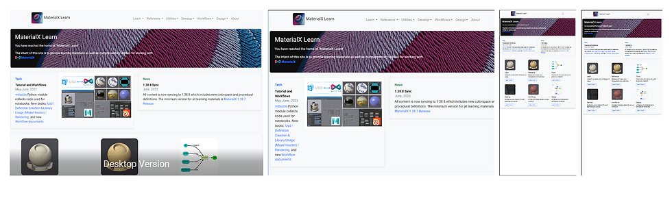 MX Learn Screen Size Comparison on desktop, tablet and mobile