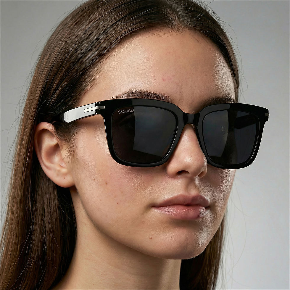 Miniatura: Persona llevando gafas de sol Bixbita negras unisex al aire libre