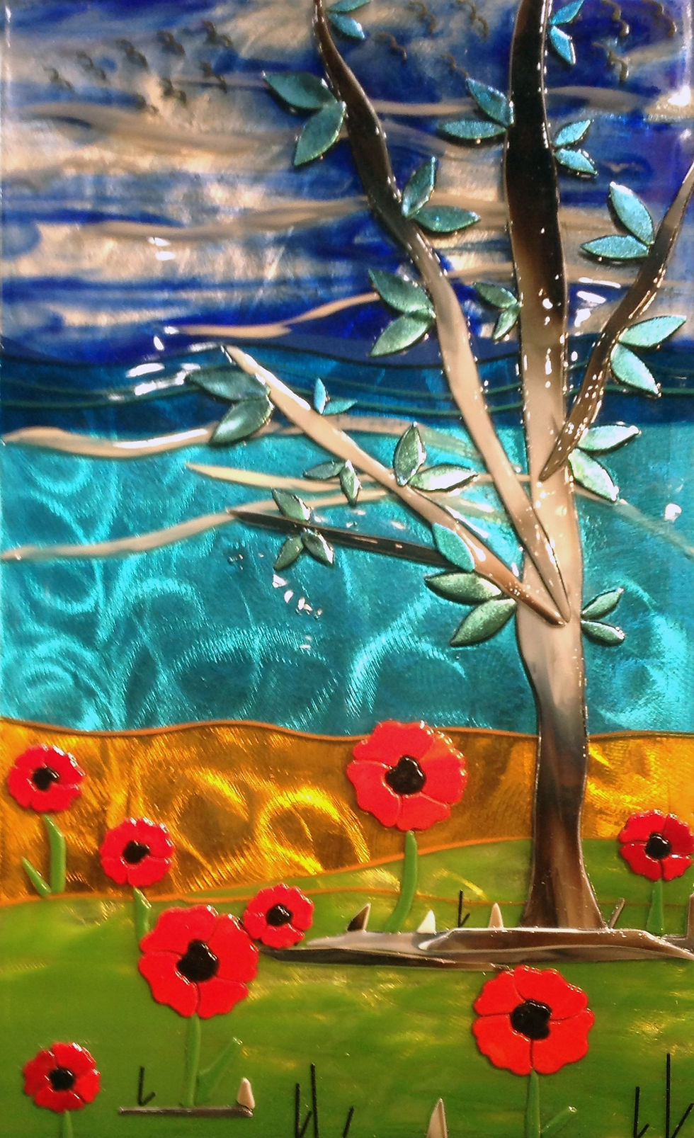 Wall Art- Tree and Poppy Flowers