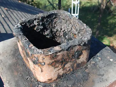 Chimney covered in creosote