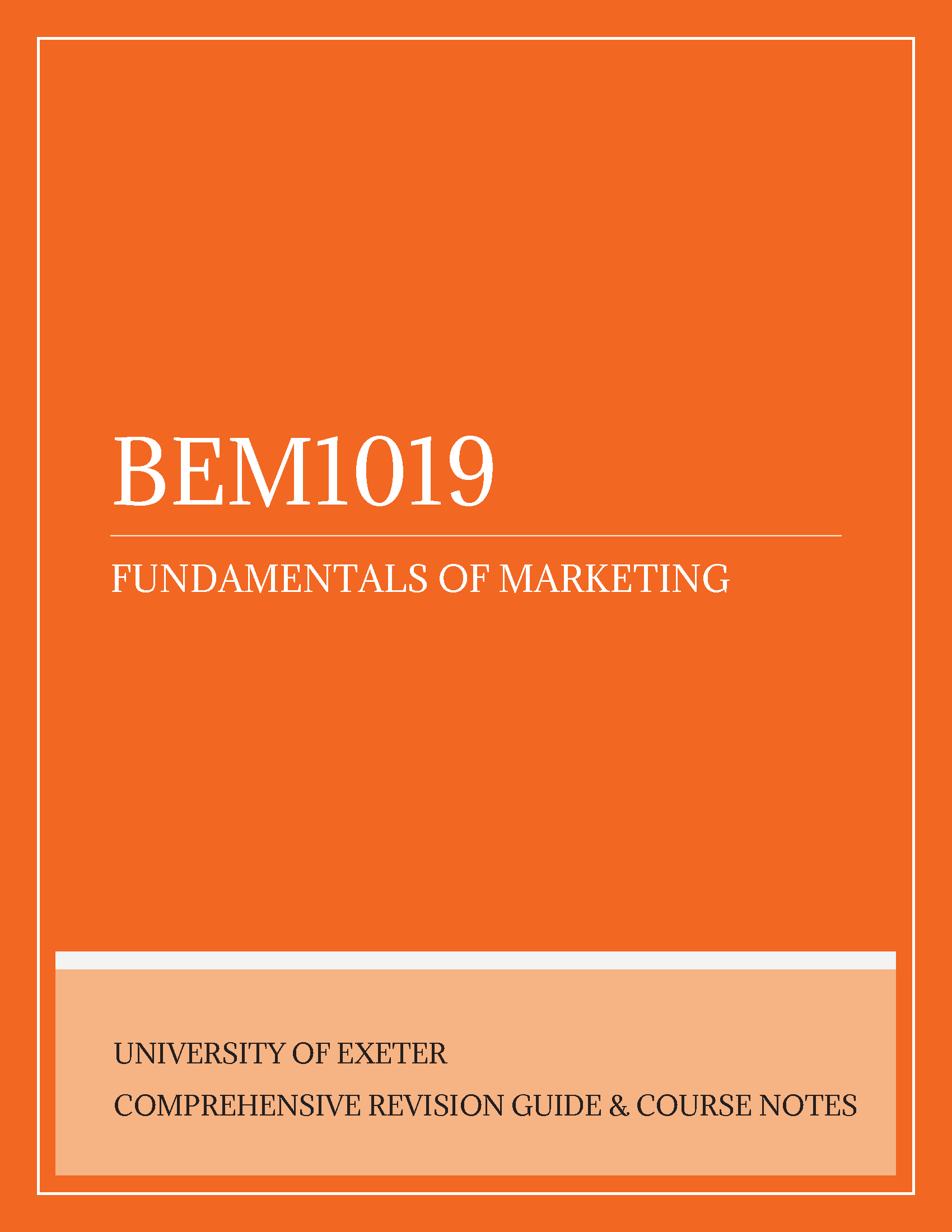 University of Exeter Tutors - BEM1019: Fundamentals of Marketing