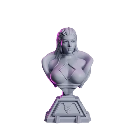 Original product image of the unpainted Lysa Bust Cyber Queens 75mm model