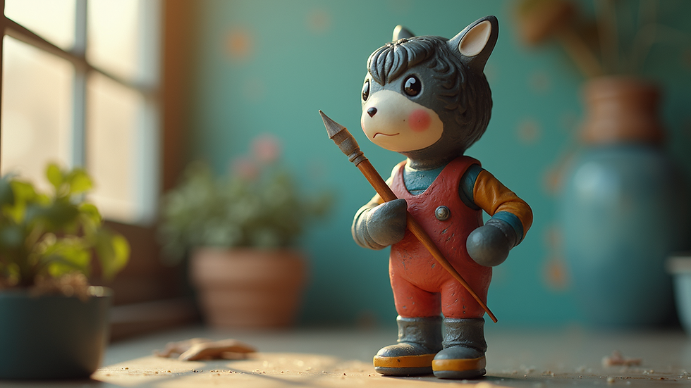 Close-up view of a painted 3d printed figurine with fine brush details