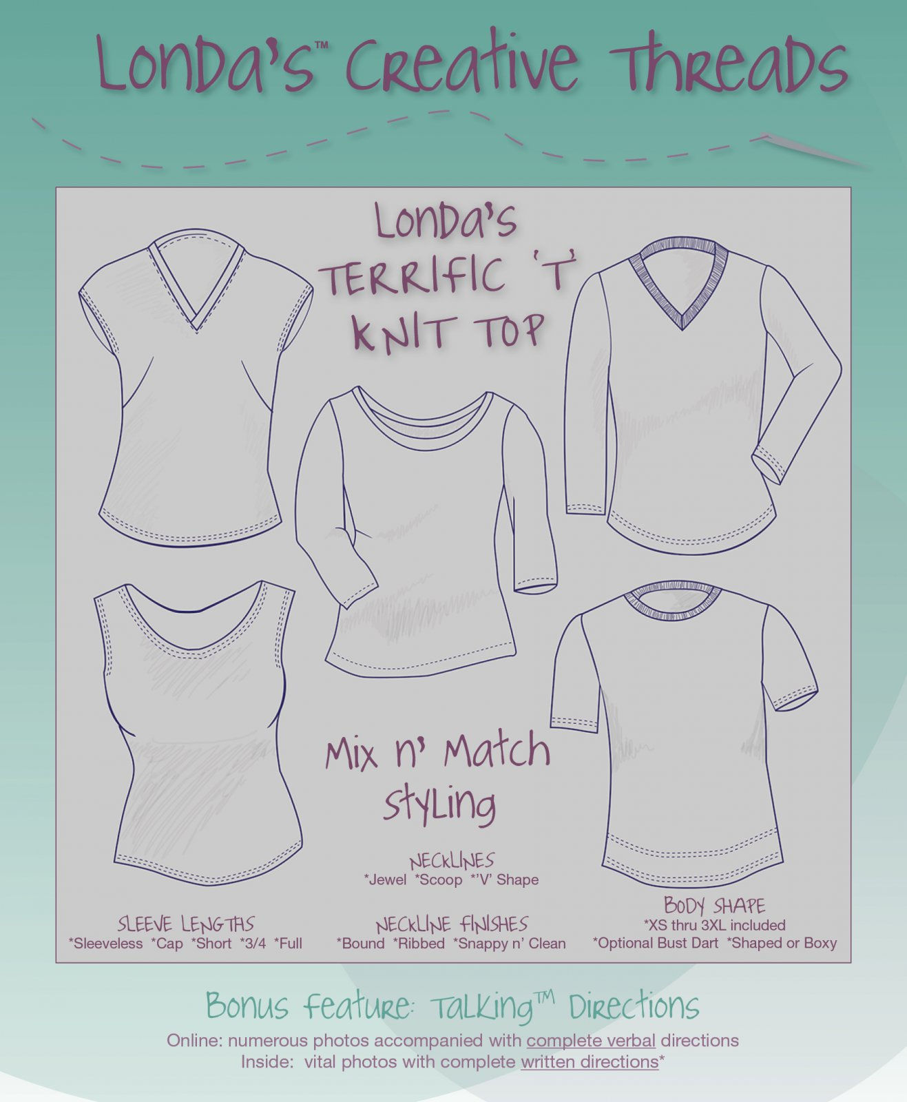 PDF-Londa's Terrific 'T' Knit Top Talking Pattern™ Booklet - PDF Delivery