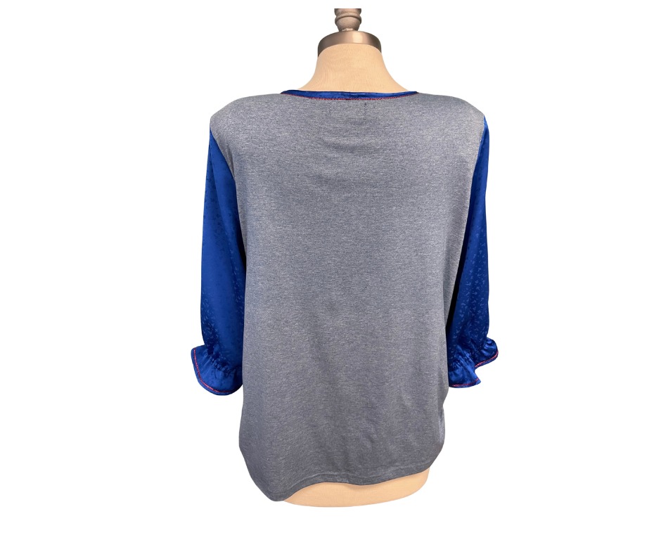 Thumbnail: Stand With Trump Blue T with Blue Silk Jacquard Sleeves - 2XL