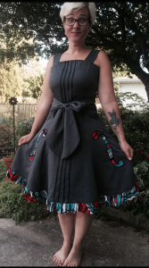 Angie in her Fiddln' Dress - fit as a fiddle and ready to SING and pick her fiddle!