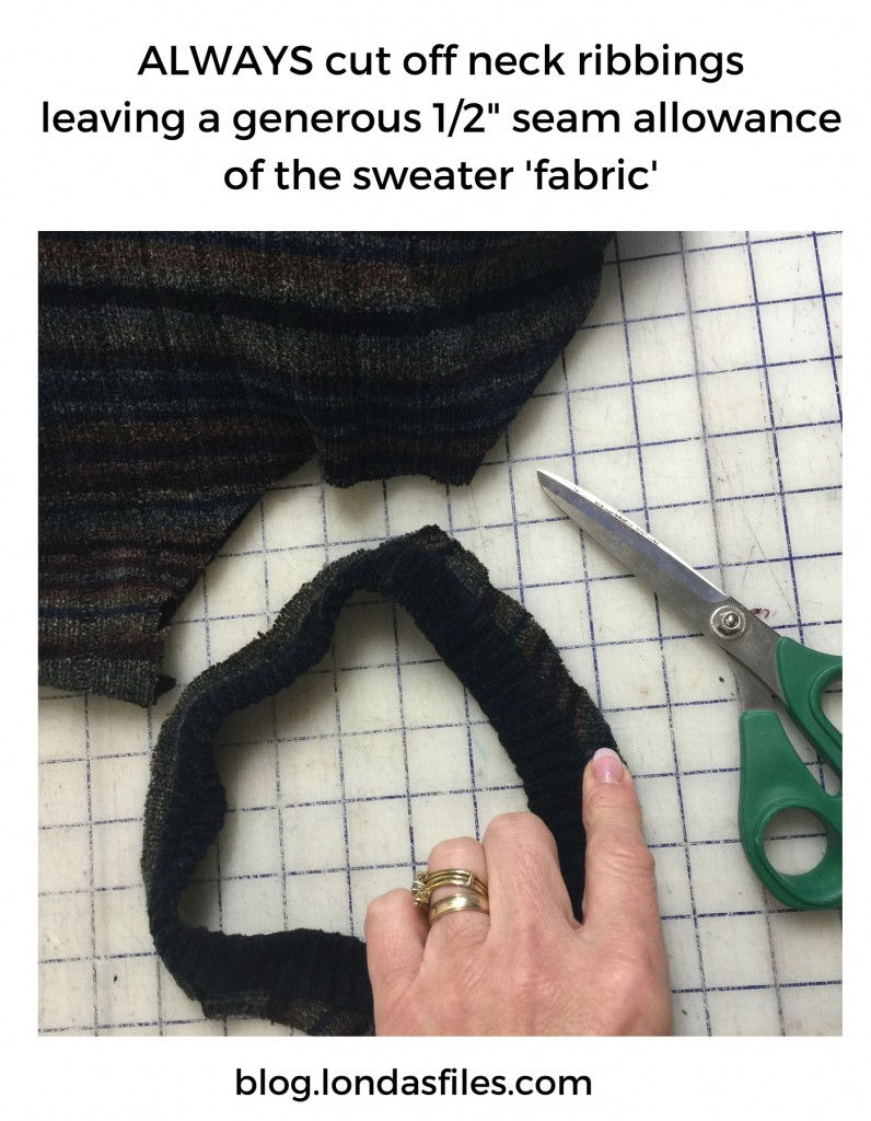 leave seam allowance on ribbings