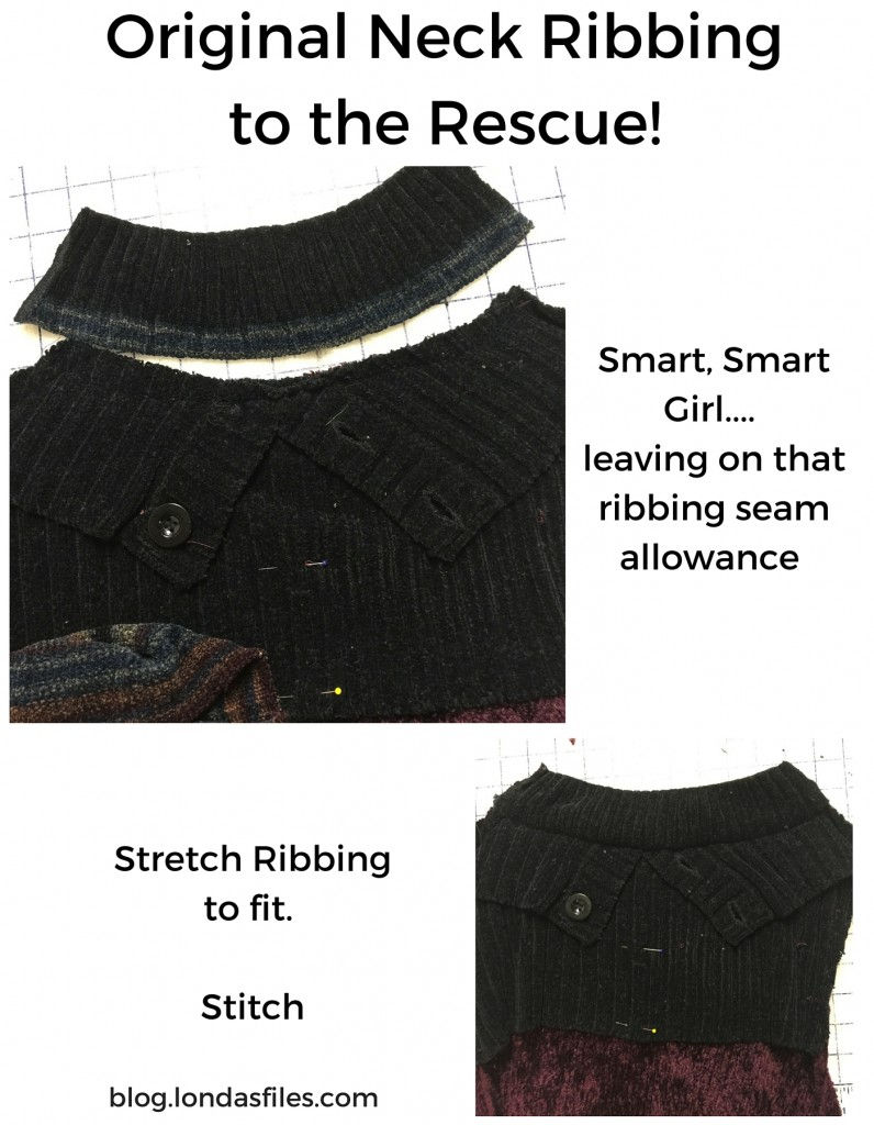 fill in back neck with wrist ribbing