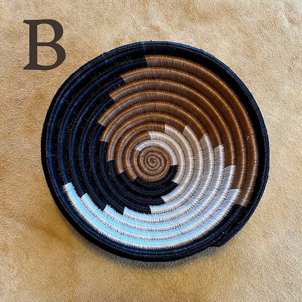 Thumbnail: Womb basket 'B' black, tan, white swirl design