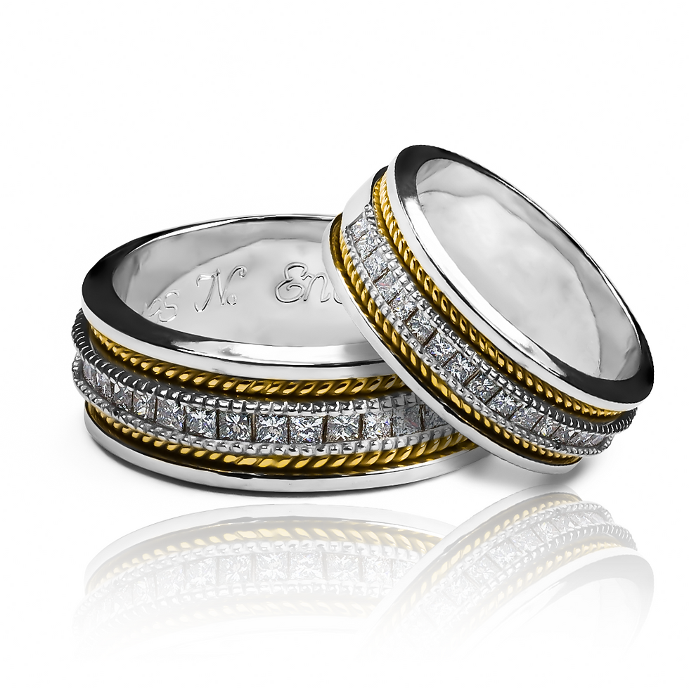 anillos de boda entorchados carre de nuestra joyería en Caracas, en oro de 18 quilates.