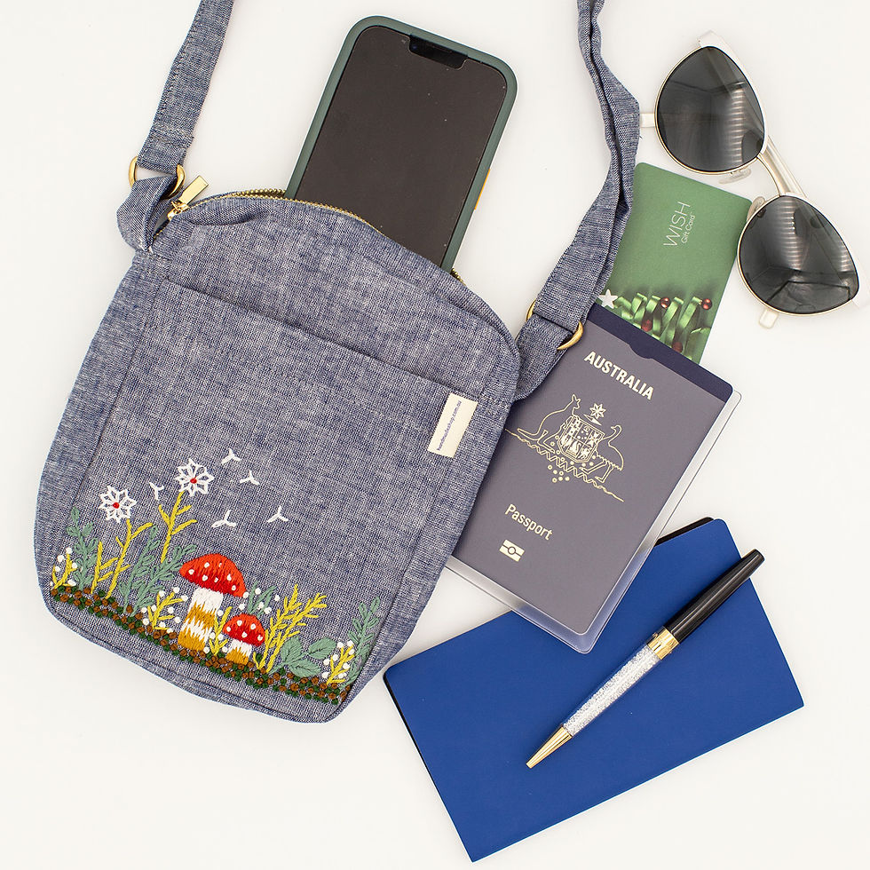 Thumbnail: Mushroom & Wild Flowers Crossbody Travel Bag